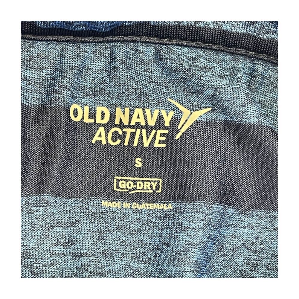 Old Navy Polo Shirt Men's Small Blue Black Striped 100% Polyester Active Golf - Picture 2 of 7